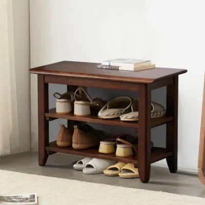 Banc à chaussures en bois à 3 niveaux, armoire de rangement, tabouret à langer